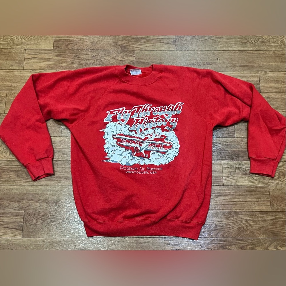 Vintage Hanes Aviation Museum Crewneck Sweatshirt Mens Size L